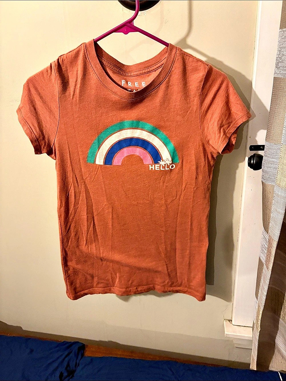 Free State Hello Rainbow Orange Graphic Tee- Medium